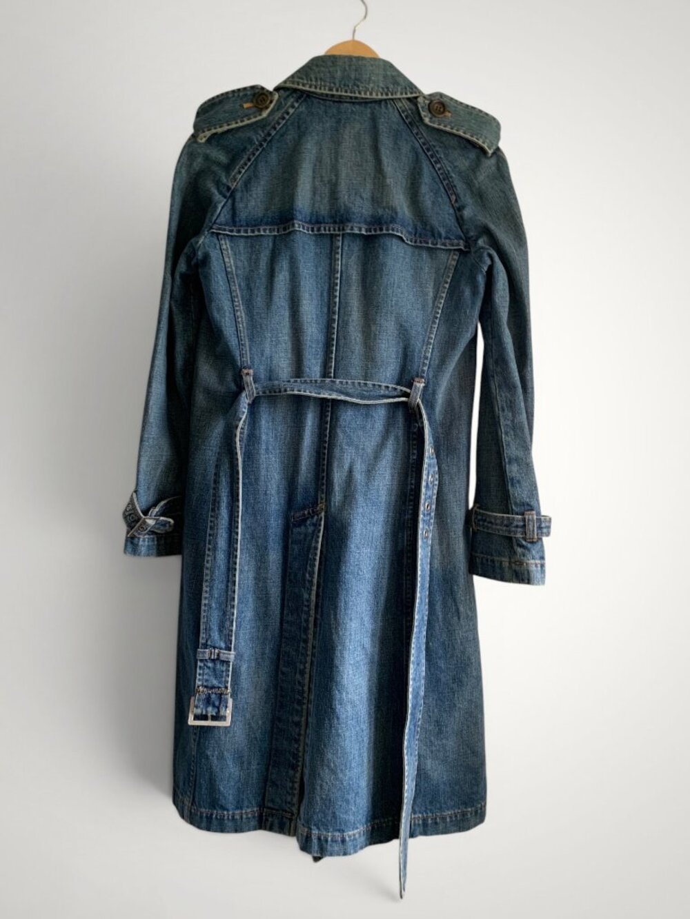 Junya Watanabe Comme De Garcons Denim Trench Coat, Size Small - Picture 2 of 13